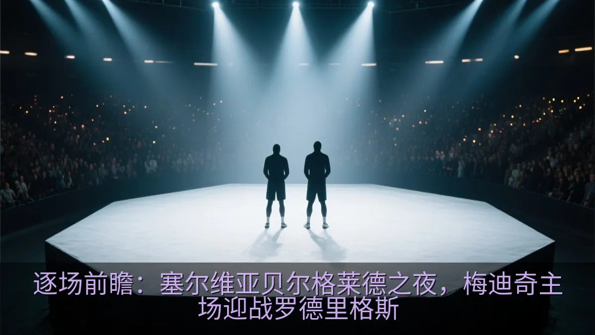 综合格斗选手在八角笼内对峙的比赛画面